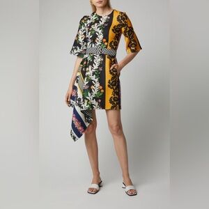 Oscar de la Renta
Asymmetric Floral-Print Wool-Crepe Mini Dress